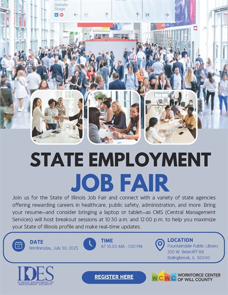 State Employment Job Fair - Fountaindale Public Library 300 W Briarcliff Rd, Bolingbrook, IL 60440
